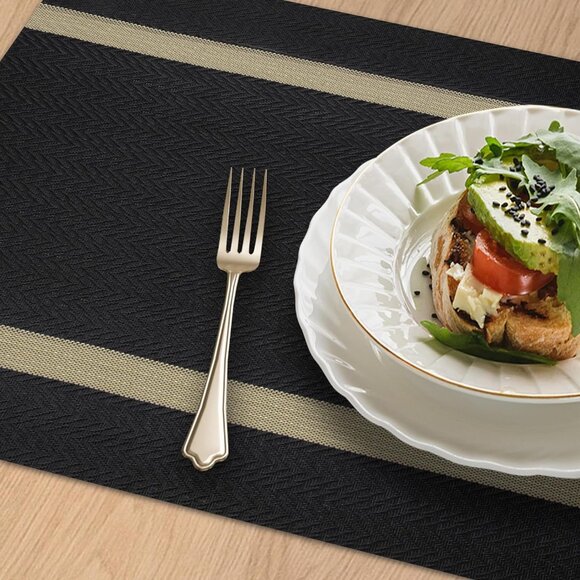 (NWOT) COSMO CASA Placemats, set of 4. Black/gold - Picture 1 of 3